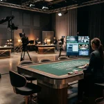 Studio kasyna na żywo z układem stołu i transmisji