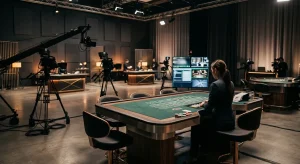 Studio kasyna na żywo z układem stołu i transmisji